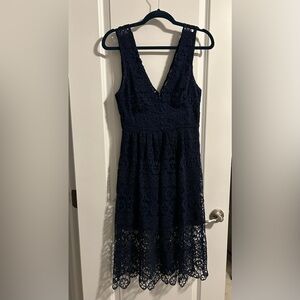 Lulus Elegant Navy Lace Dress